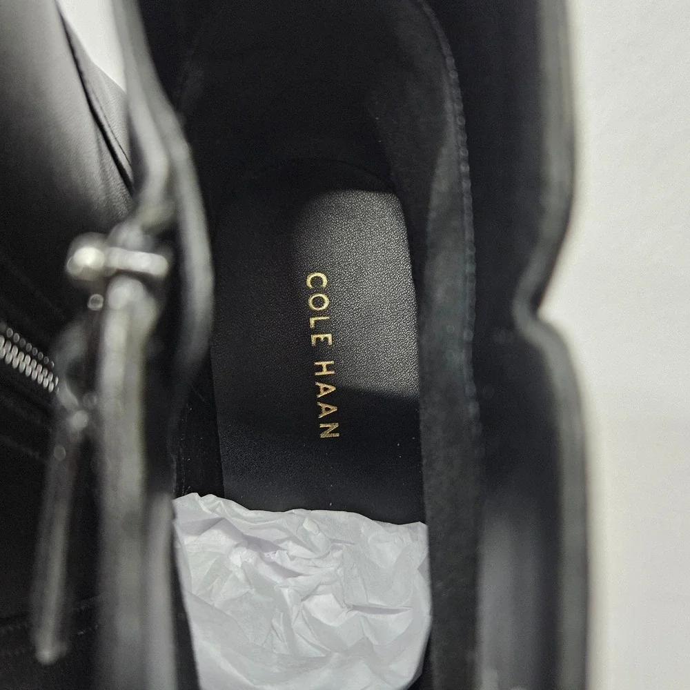 Cole Haan Thayer‎ Buckle Ankle Boots W31762 Black Leather Women's Size 9.5